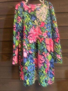 Lilly Pulitzer Girls Long Sleeve Floral Dress 8-10